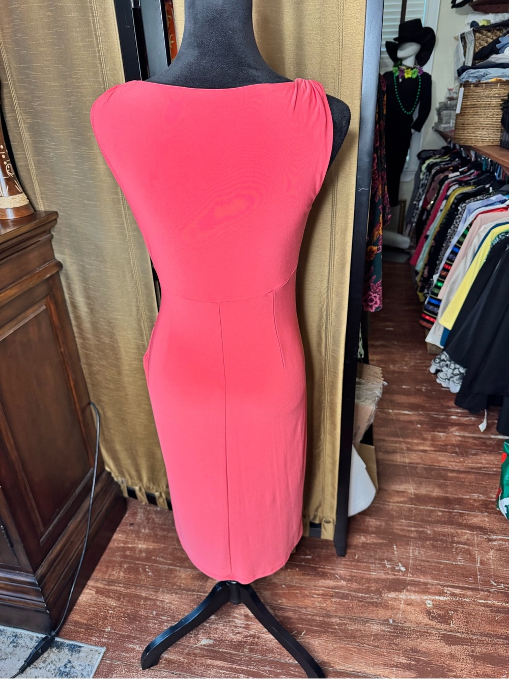 American Living Red Ruched Wrap Cocktail Dress - Picture 4 of 8